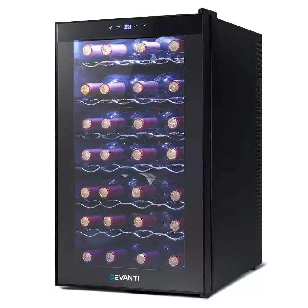 NNEDSZ Wine Cooler 28 Bottles Glass Door Beverage 
